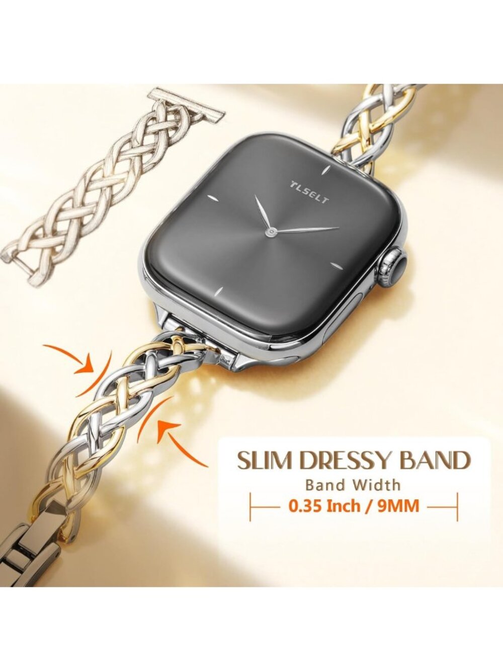 Elegant Slim Bracelet for Apple Watch 38-49mm - Thin Stainless Steel Dressy - Picture 3 of 7
